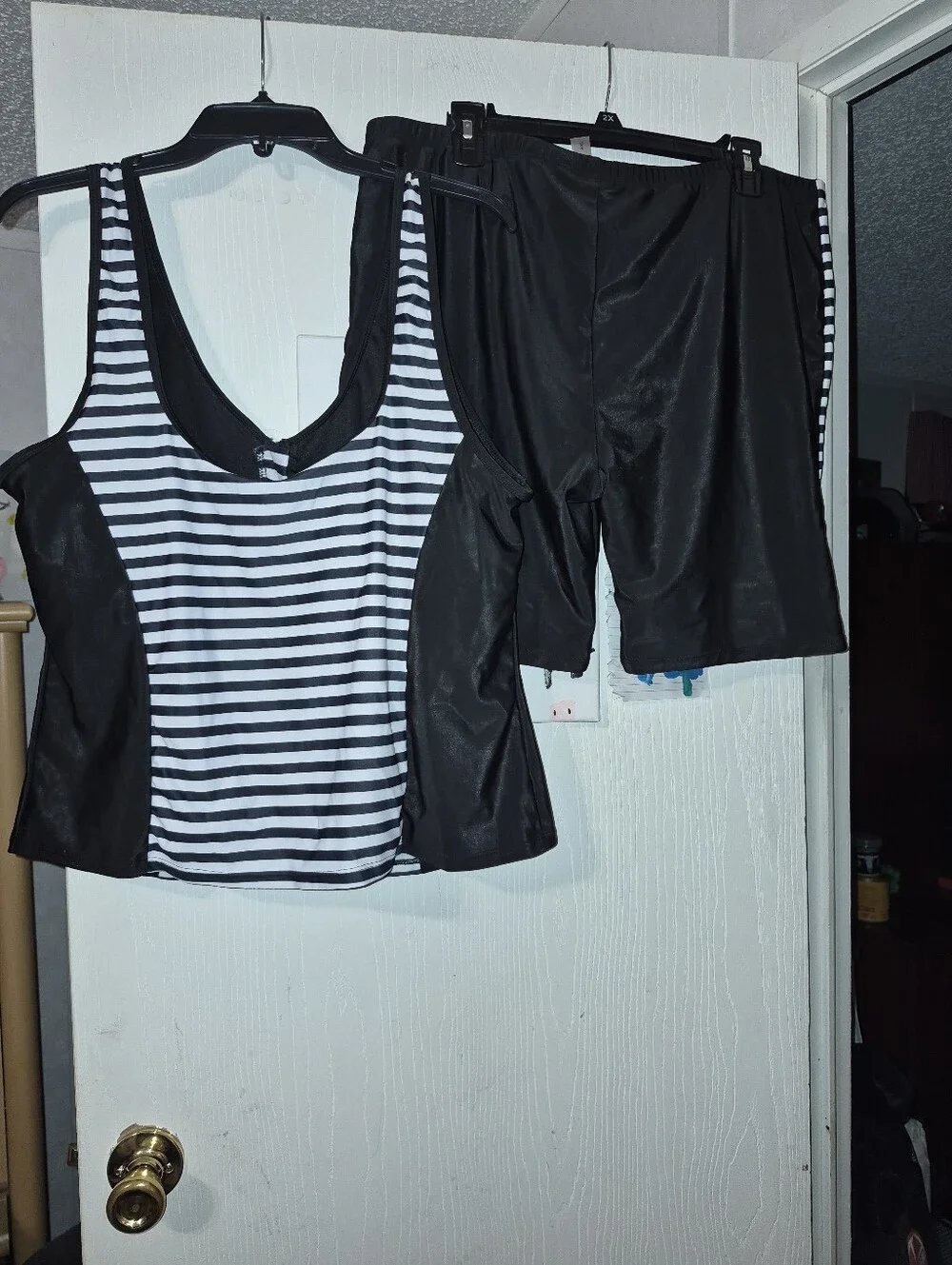 Black & White Striped Women’s Tankini Set
